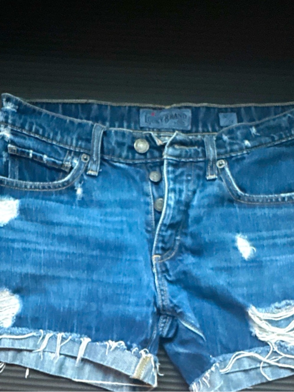 Lucky Brand Ripped Blue Denim Boyfriend Shorts